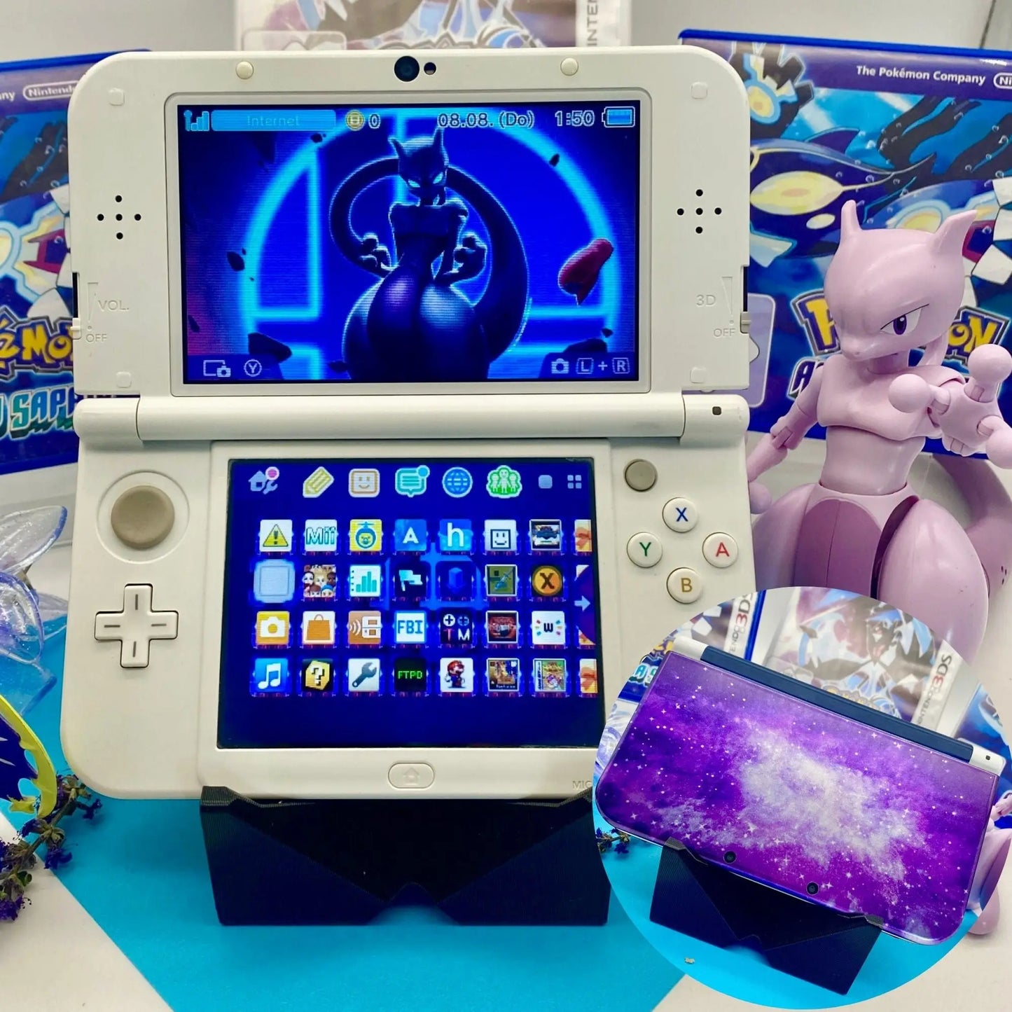 New Nintendo 3DS XL white Galaxy modded