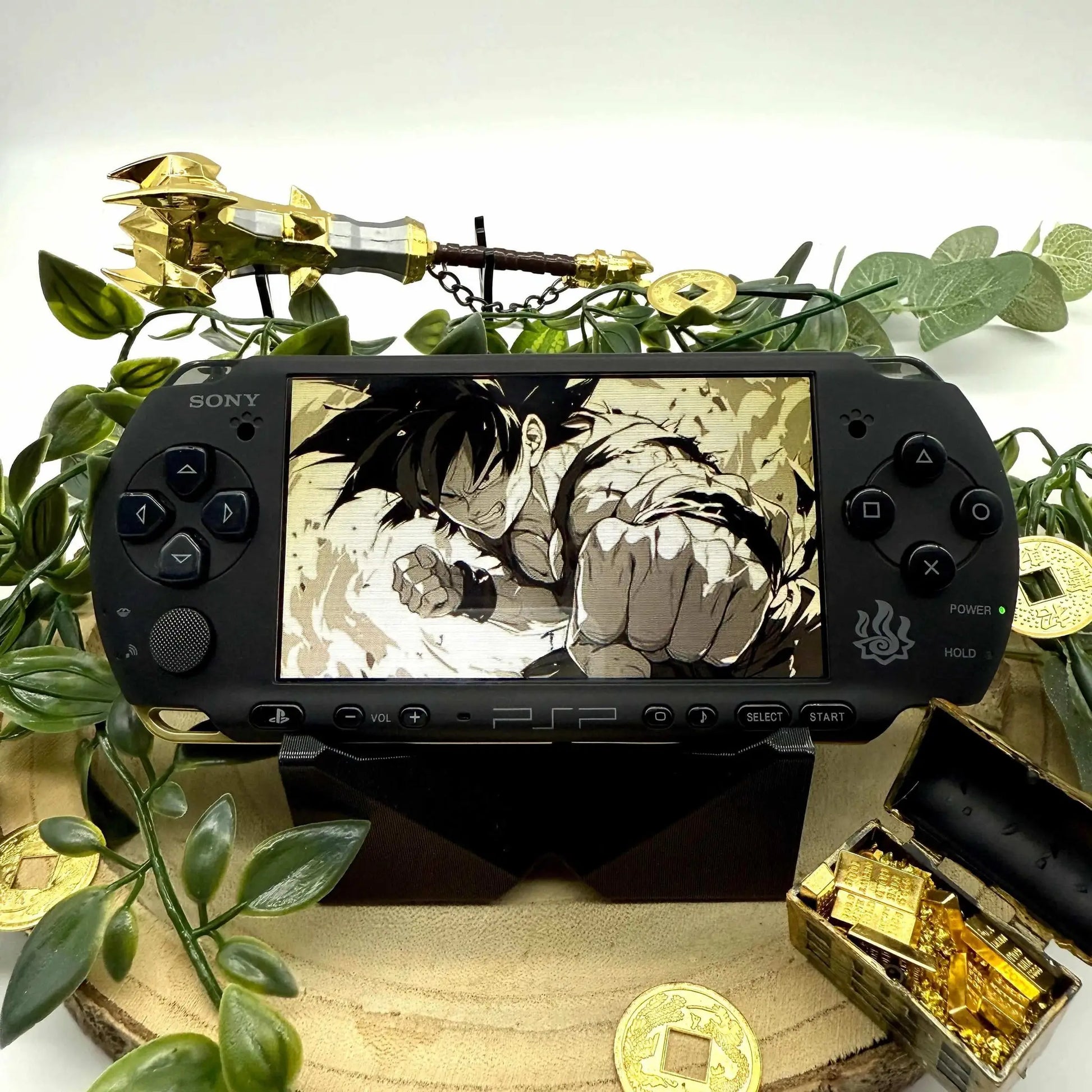 PSP 3000 in schwarz gold gemoddet - 3DSRenew