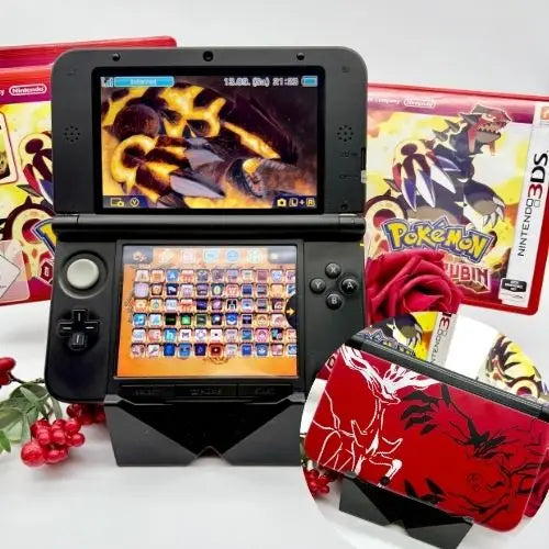 Nintendo 3DS XL black red Pokemon XY modded