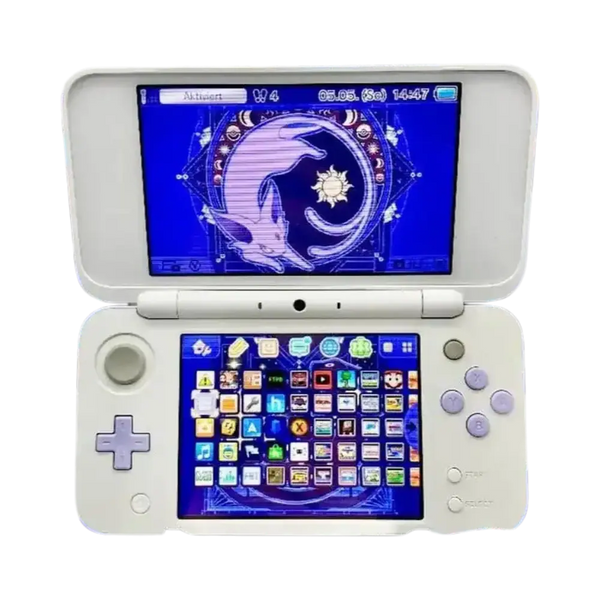 New Nintendo 2DS XL in white/lavender, modded