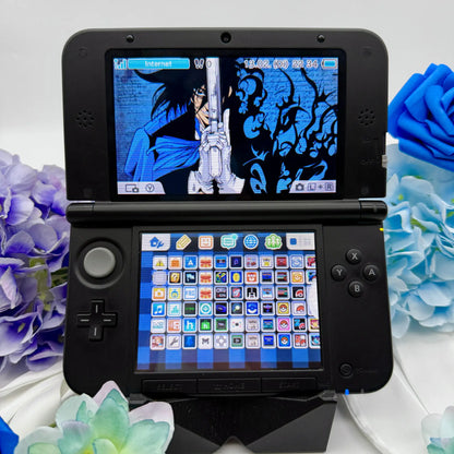 Nintendo 3DS XL black blue Smash Bros modded