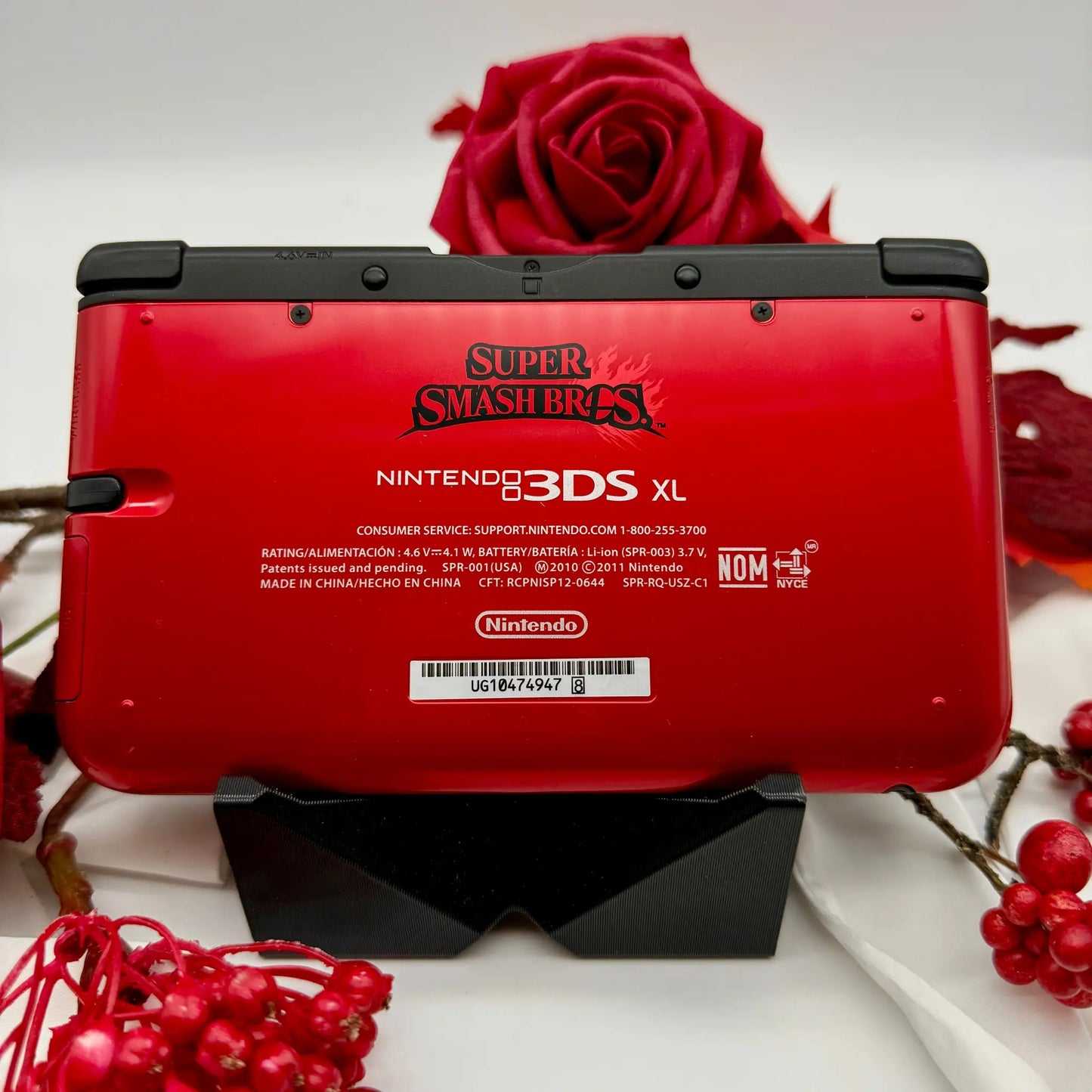 Nintendo 3DS XL black red Smash Bros modded